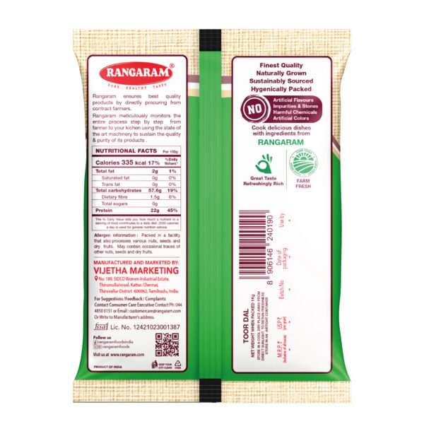 Rangaram Toor Dhal 1Kg - Image 2
